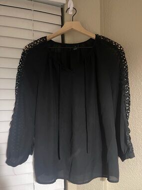 new directions Black Crochet-Sleeve Peasant Blouse